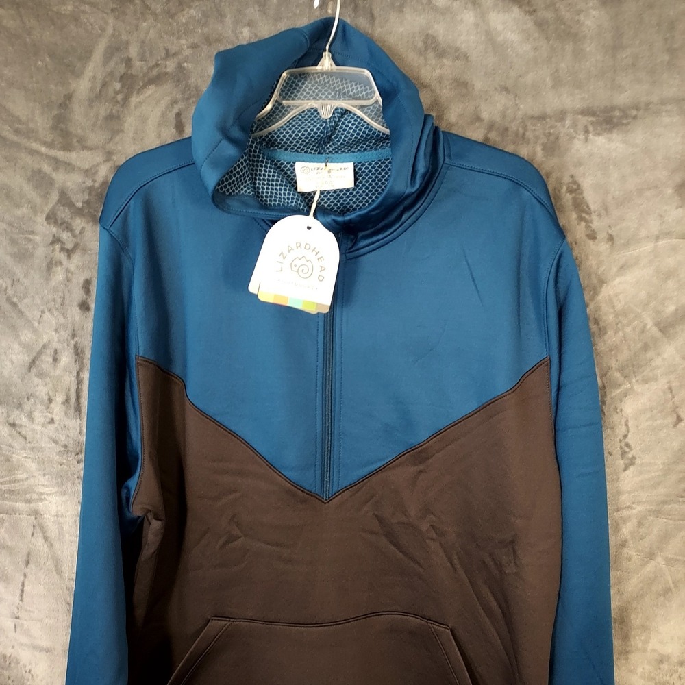 NWT LizardHead Outdoors Men's 3XL‎ Hoodie Blue Black Half Zip-up Stretch $99.00